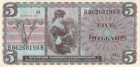 USA MPC Series 661 p.M69 5 Dollar 1968
